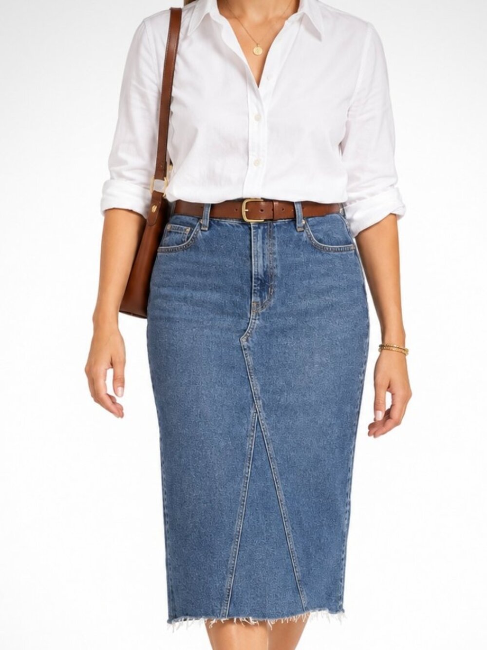 Rails Highland Denim Raw Hem Country Western Minimalist Boho Midi Skirt [sz 32]